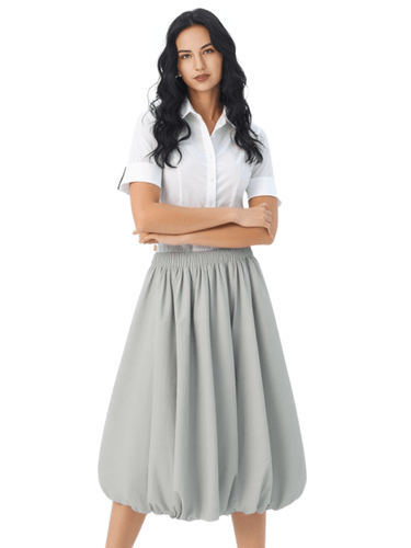 Trendy Fashion Solid Color A-line Skirt Women's Mid-Length High Waist Skirts -, Skirts , Drestiny , Australia, Black, FR, Green, Grey, Khaki, Light Purple, New Zealand, Skirts, United Kingdom, United States, White , Drestiny , www.shopdrestiny.com